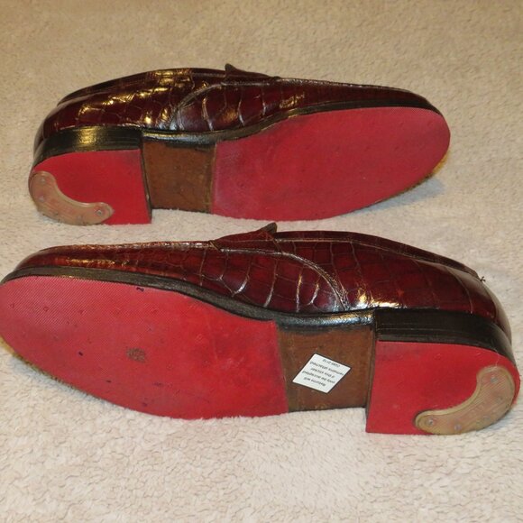 J.M. Weston 180 Burgundy Crocodile Split Toe Loafer 8.5 C - Picture 9 of 11